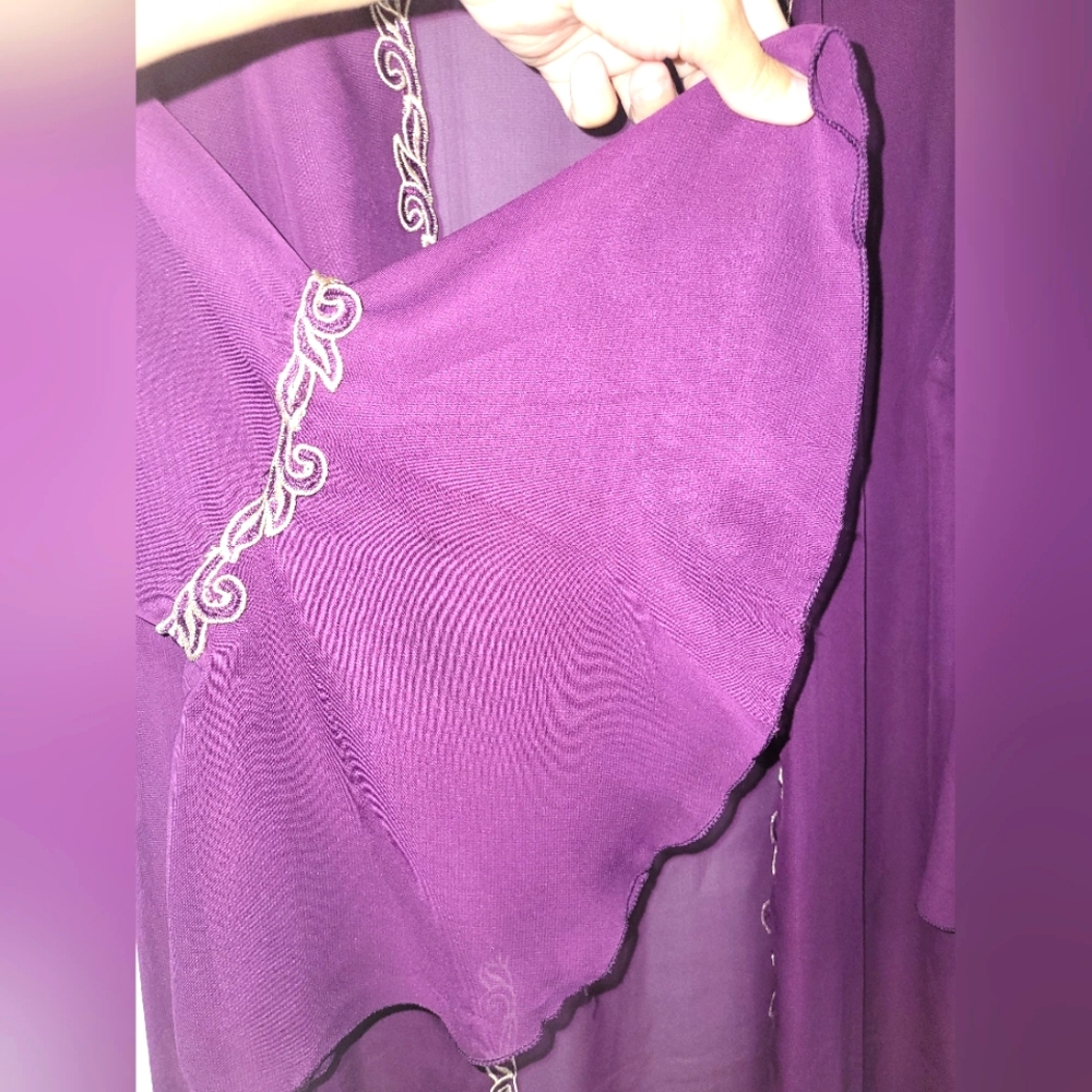 (M)🆕️🔥Purple Embroidered Silk Sheer Robe🔥 - Picture 3 of 6